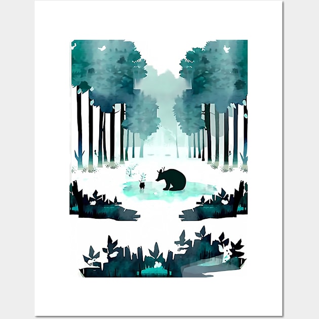 Peaceful Reading Spot in Forest Watercolor Wall Art by trubble